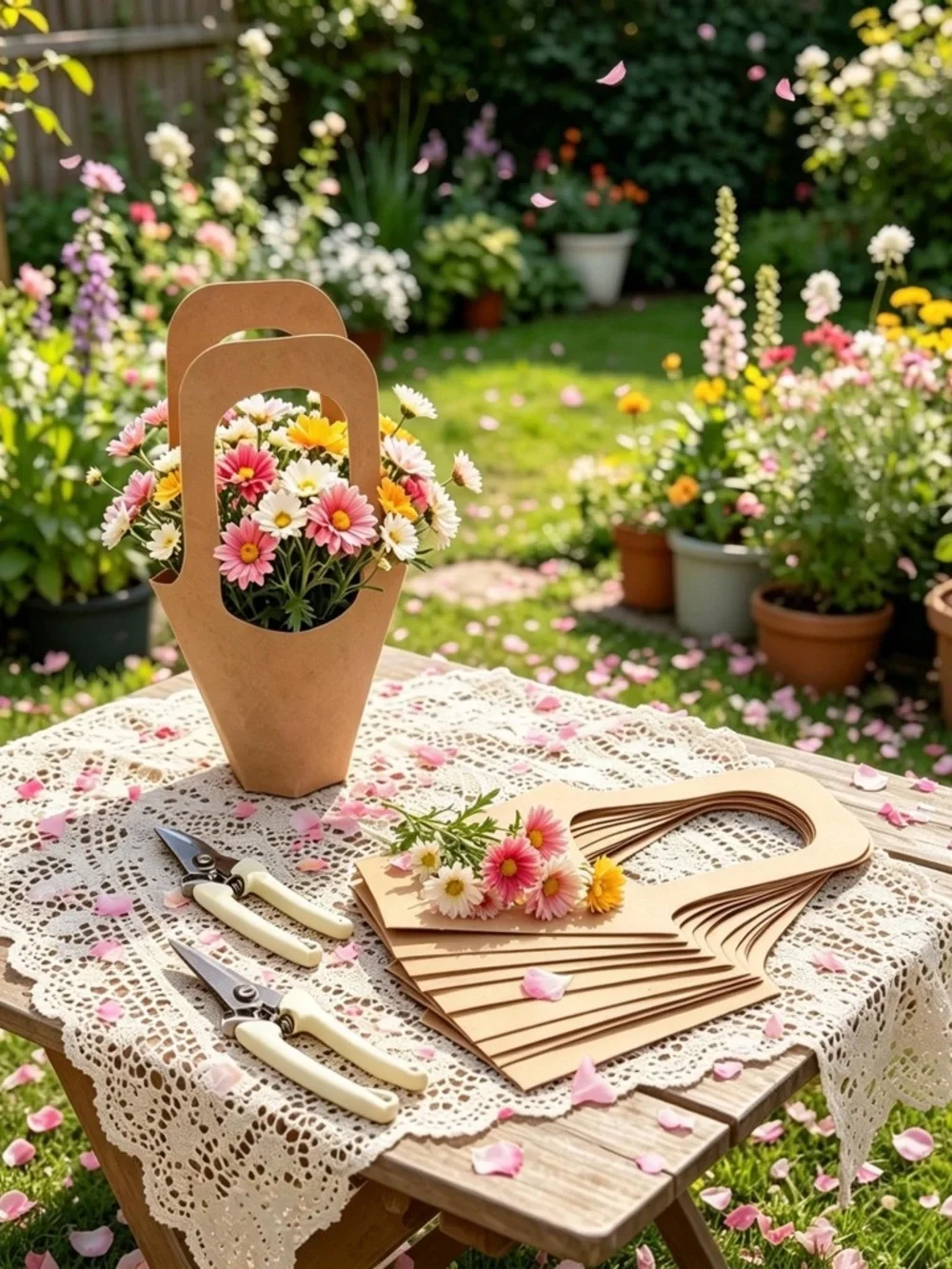 100 Flower Bags  Premium Kraft Paper with 2 Floral Shears